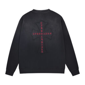 Chrome Hearts Black Red Logo Cross Long Sleeve Shirt