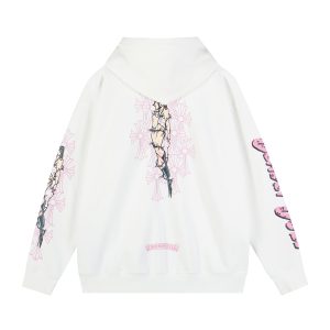 Chrome Hearts Pink Tokyo Angel Hoodie White