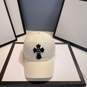 Chrome Hearts White Black Cross Baseball Cap