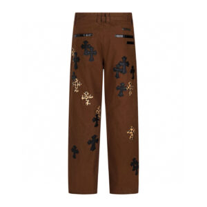 Chrome Hearts Brown Leopard Cross Patch Jeans