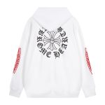 Chrome Hearts White Gothic Horseshoe Cross Hoodie