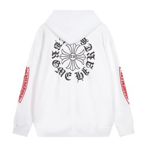 Chrome Hearts White Gothic Horseshoe Cross Hoodie