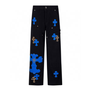 Chrome Hearts Blue Leopard Cross Patch Carpenter Pants