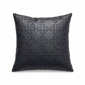 Chrome Hearts Black Embossed Cross Leather Pillow