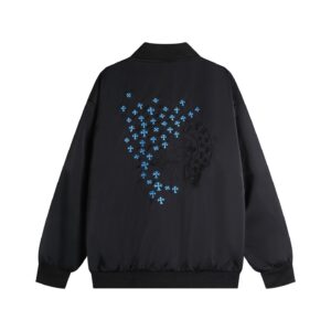 Chrome Hearts Black Blue Cross Bomber Jacket