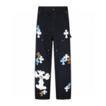Chrome Hearts Black White Blue Cross Patch Carpenter Pants