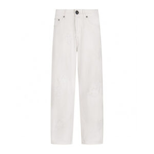 Chrome Hearts White Tonal Cross Star Patch Jeans