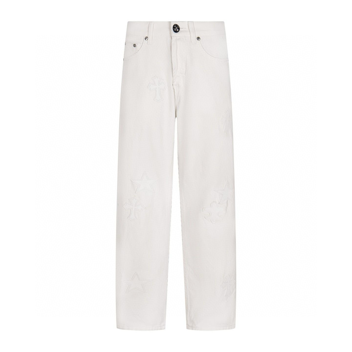 Chrome Hearts White Tonal Cross Star Patch Jeans Chrome Hearts White Tonal Cross Star Patch Jeans