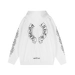 Chrome Hearts White Gothic Horseshoe Zip Hoodie