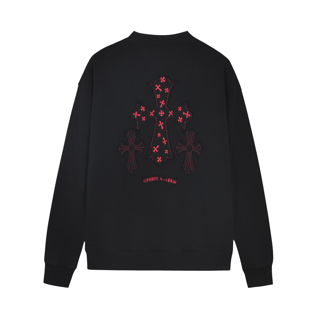 Chrome Hearts Black Red Floral Cross Long Sleeve Shirt Chrome Hearts Black Red Floral Cross Long Sleeve Shirt