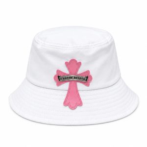 Chrome Hearts White Pink Cross Bucket Hat