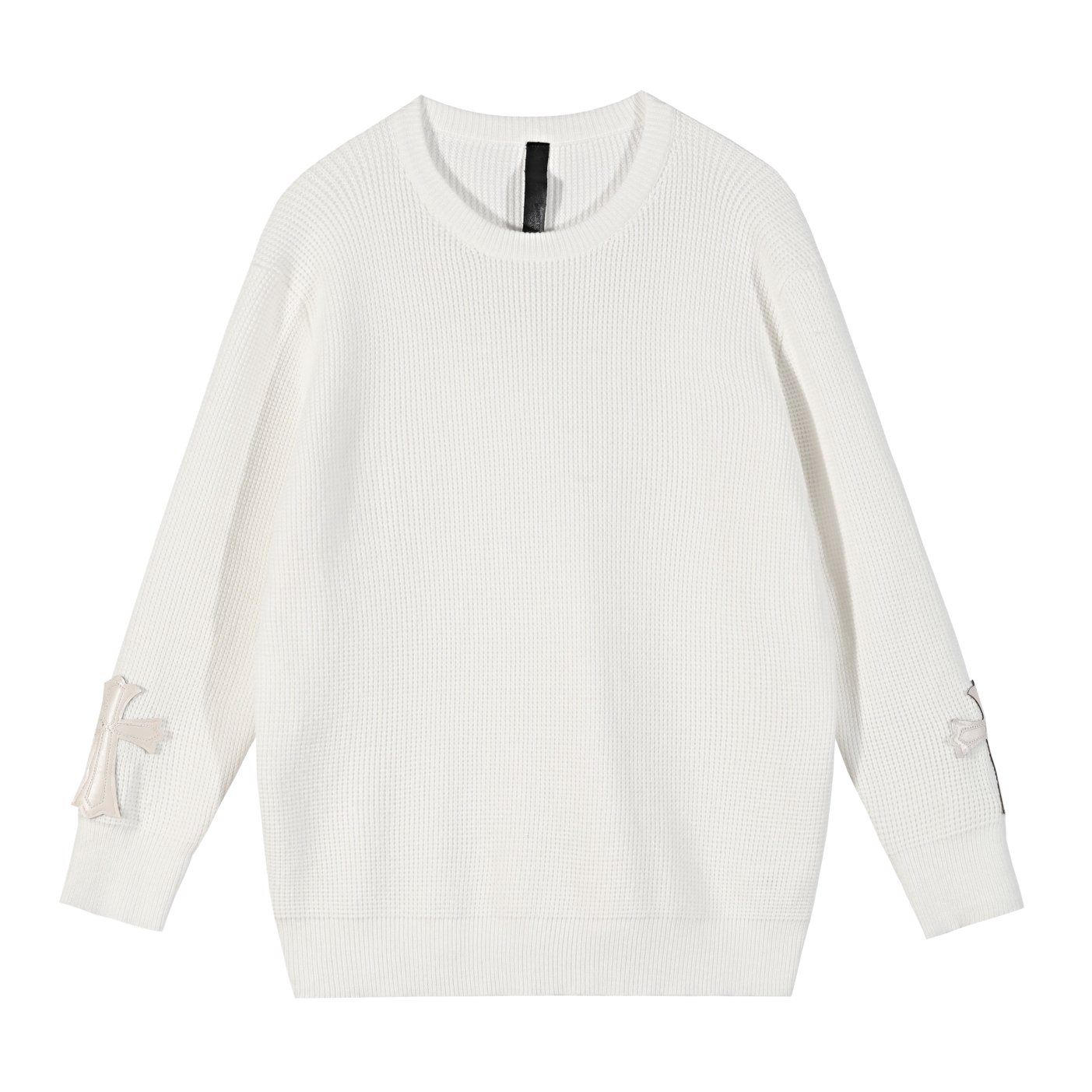 Chrome Hearts Cross Patch White Knit Sweater Chrome Hearts Cross Patch White Knit Sweater