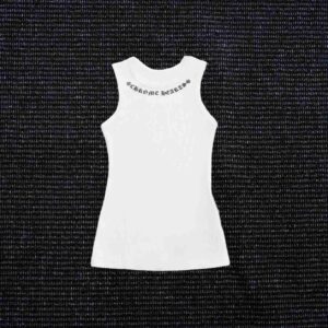 Chrome Hearts Black Logo White Ribbed Tank Top