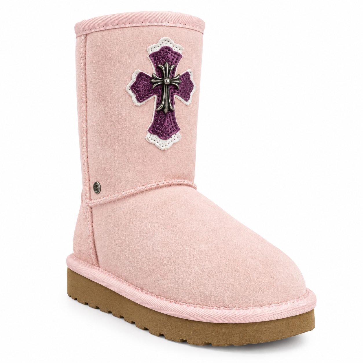 Chrome Hearts Pink Cross Suede Winter Boots Chrome Hearts Pink Cross Suede Winter Boots