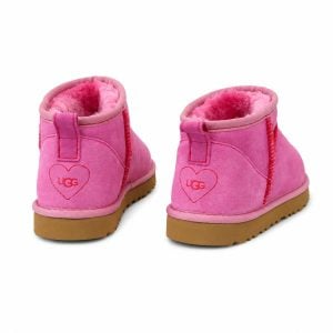 Chrome Hearts Pink Suede Mini Ankle UGG Boots