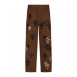 Chrome Hearts Brown Leopard Cross Patch Jeans