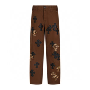 Chrome Hearts Brown Leopard Cross Patch Jeans