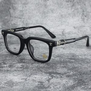 Chrome Hearts Black Silver Cross Temple Optical Glasses