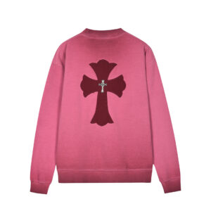 Chrome Hearts Pink Burgundy Cross Long Sleeve Shirt