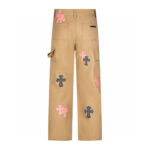 Chrome Hearts Khaki Pink Cross Patch Carpenter Pants