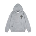 Chrome Hearts Studded Triple Cross Zip-Up Hoodie
