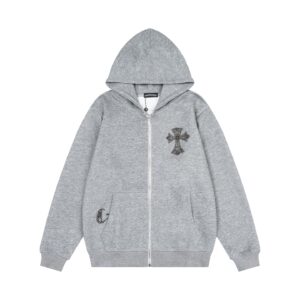 Chrome Hearts Studded Triple Cross Zip-Up Hoodie