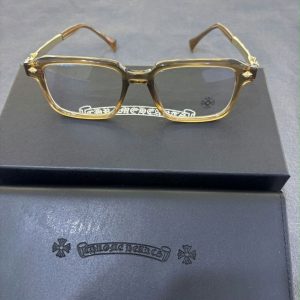 Chrome Hearts Brown Gold Cross Temple Glasses