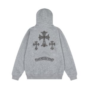Chrome Hearts Studded Triple Cross Zip-Up Hoodie