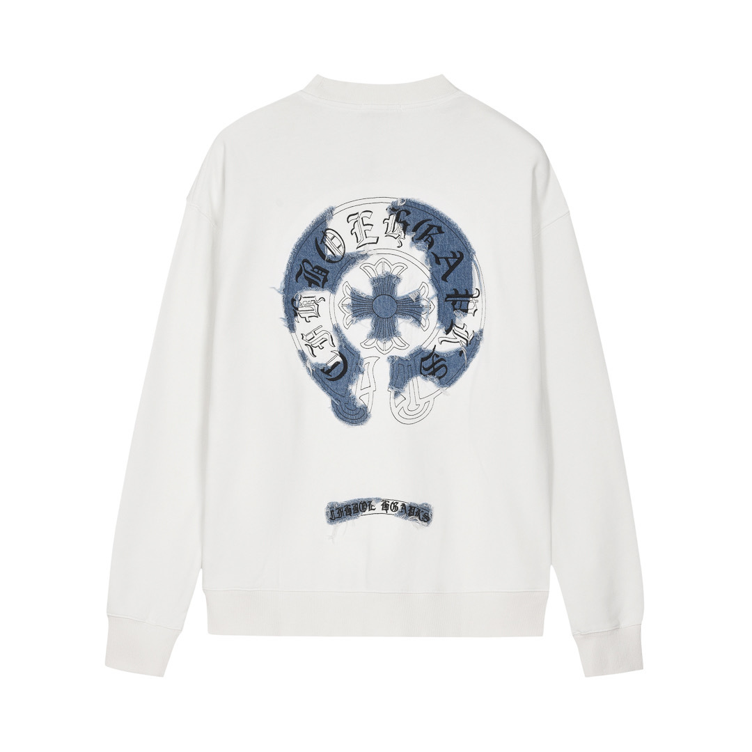 Chrome Hearts White Blue Denim Horseshoe Long Sleeve Chrome Hearts White Blue Denim Horseshoe Long Sleeve