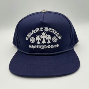 Chrome Hearts Navy Hollywood Cross Embroidered Hat