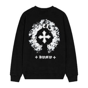 Chrome Hearts Black Gothic Cross Logo Long Sleeve