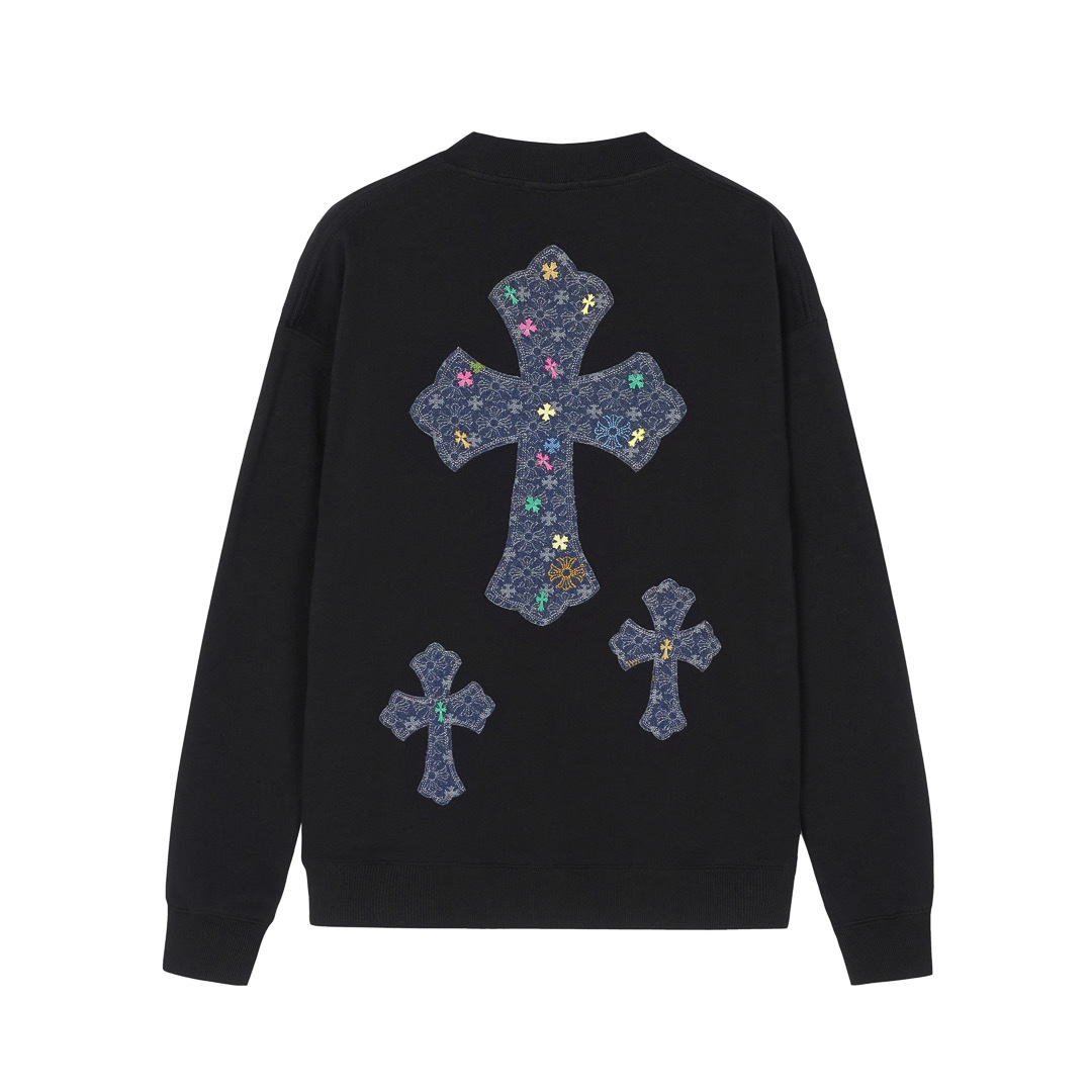 Chrome Hearts Black Multicolor Denim Cross Long Sleeve Chrome Hearts Black Multicolor Denim Cross Long Sleeve