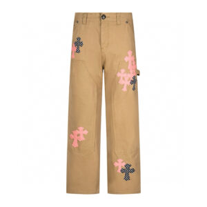 Chrome Hearts Khaki Pink Cross Patch Carpenter Pants