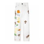 Chrome Hearts White Mental Nation Leopard Cross Jeans