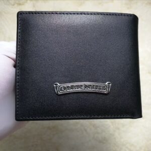 Chrome Hearts Black Leather Logo Plaque Bifold Wallet