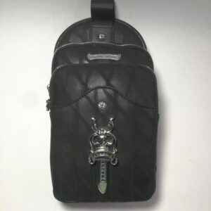 Chrome Hearts Black Leather Dagger Sling Bag