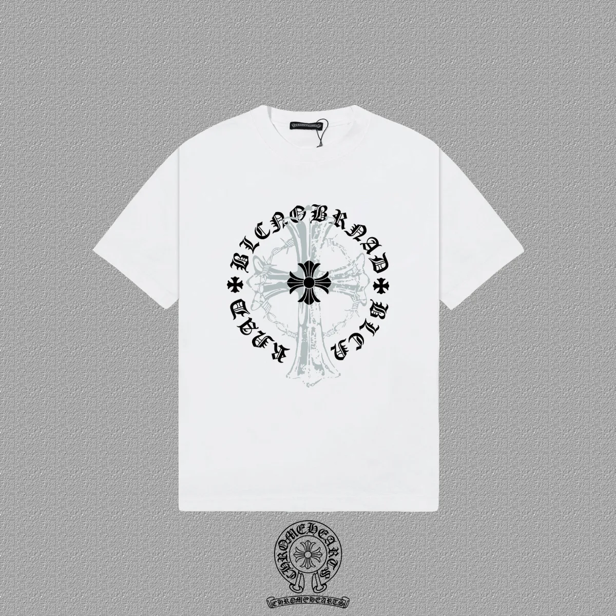 Chrome Hearts White Gothic Black Cross Circle Shirt Chrome Hearts White Gothic Black Cross Circle Shirt