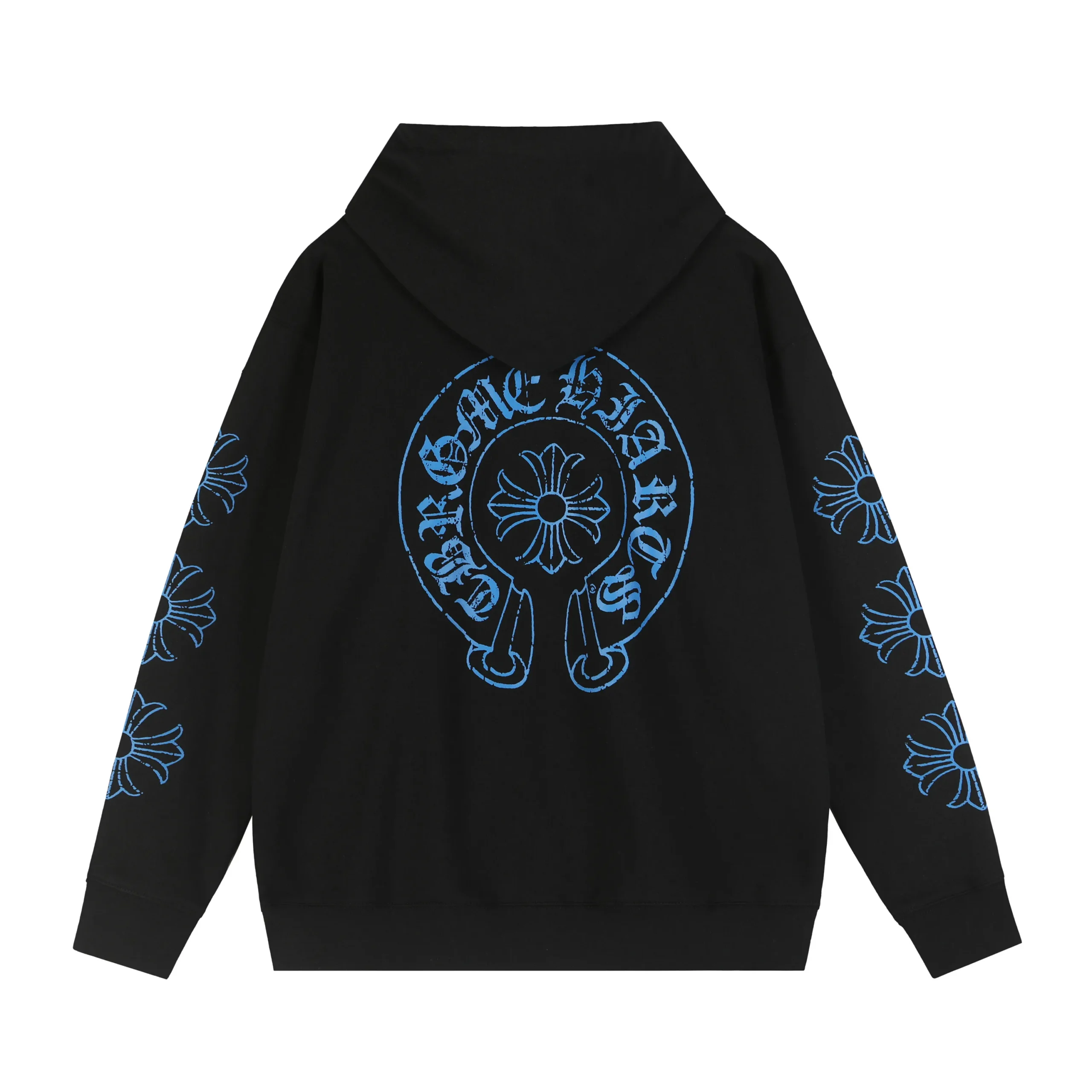 Chrome Hearts Black Blue Floral Cross Zip Up Hoodie Chrome Hearts Black Blue Floral Cross Zip Up Hoodie