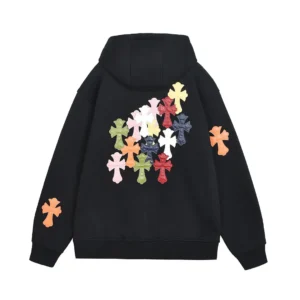 Chrome Hearts Black Multicolor Cross Patch Zip-Up Hoodie