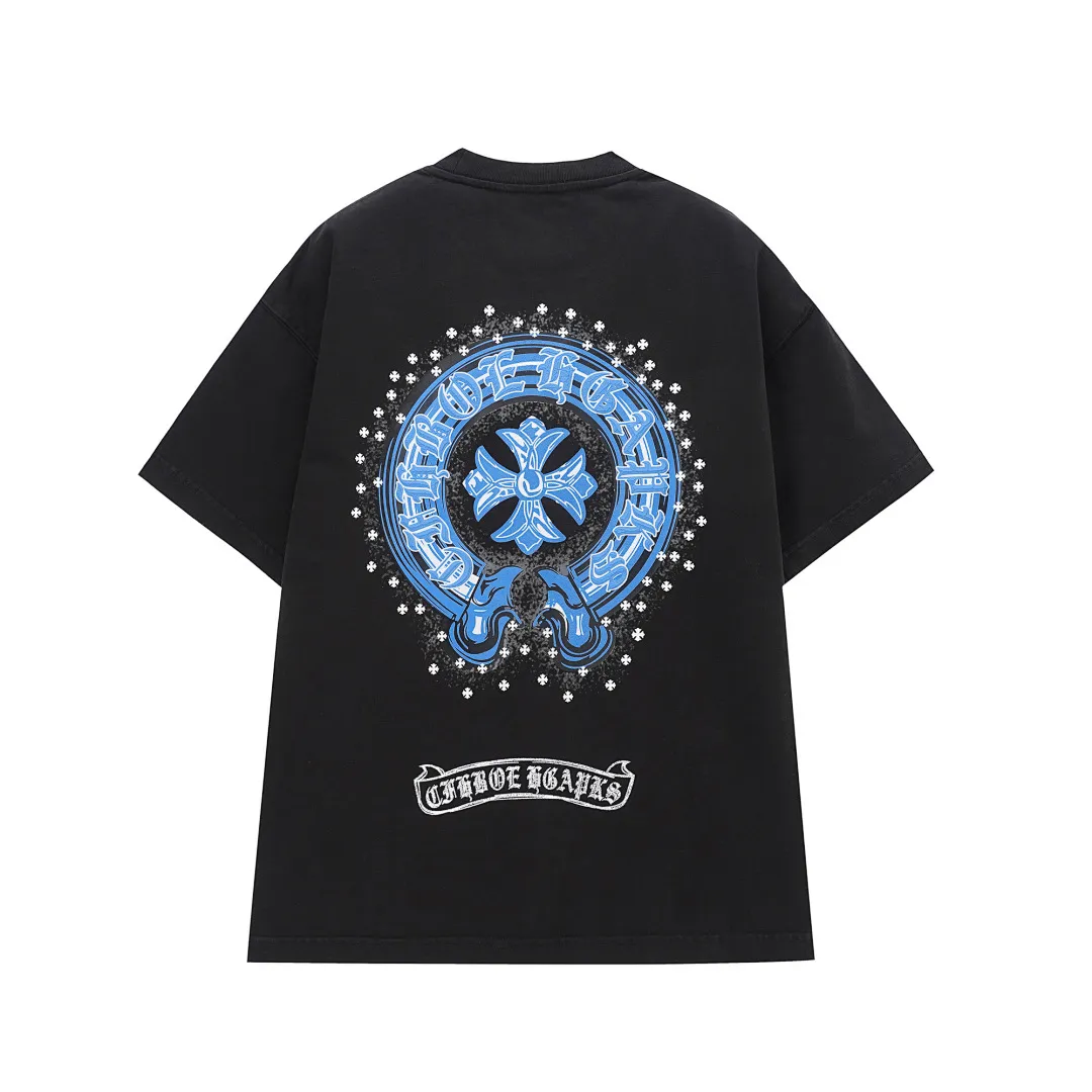 Chrome Hearts Black Blue Cross Graphic T-Shirt Chrome Hearts Black Blue Cross Graphic T-Shirt
