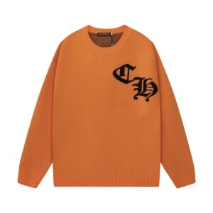 Chrome Hearts Horseshoe Logo Crewneck Sweater Orange