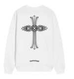 Chrome Hearts Ornate Floral Cross Crewneck Sweatshirt White