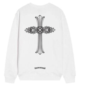 Chrome Hearts Ornate Floral Cross Crewneck Sweatshirt White