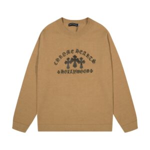 Chrome Hearts Hollywood Triple Cross Knit Sweater Brown