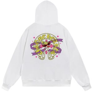 Chrome Hearts Cartoon Cross Horseshoe Pullover Hoodie White