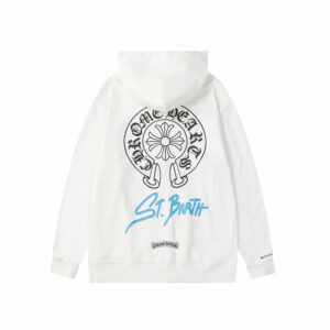 Chrome Hearts St. Barth Cross Logo Zip-Up Hoodie White