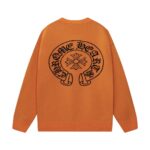 Chrome Hearts Horseshoe Logo Crewneck Sweater Orange