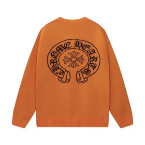 Chrome Hearts Horseshoe Logo Crewneck Sweater Orange