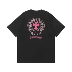 Chrome Hearts Pink Cross Horseshoe T-Shirt Black
