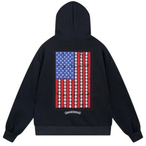 Chrome Hearts American Flag Graphic Pullover Hoodie Black